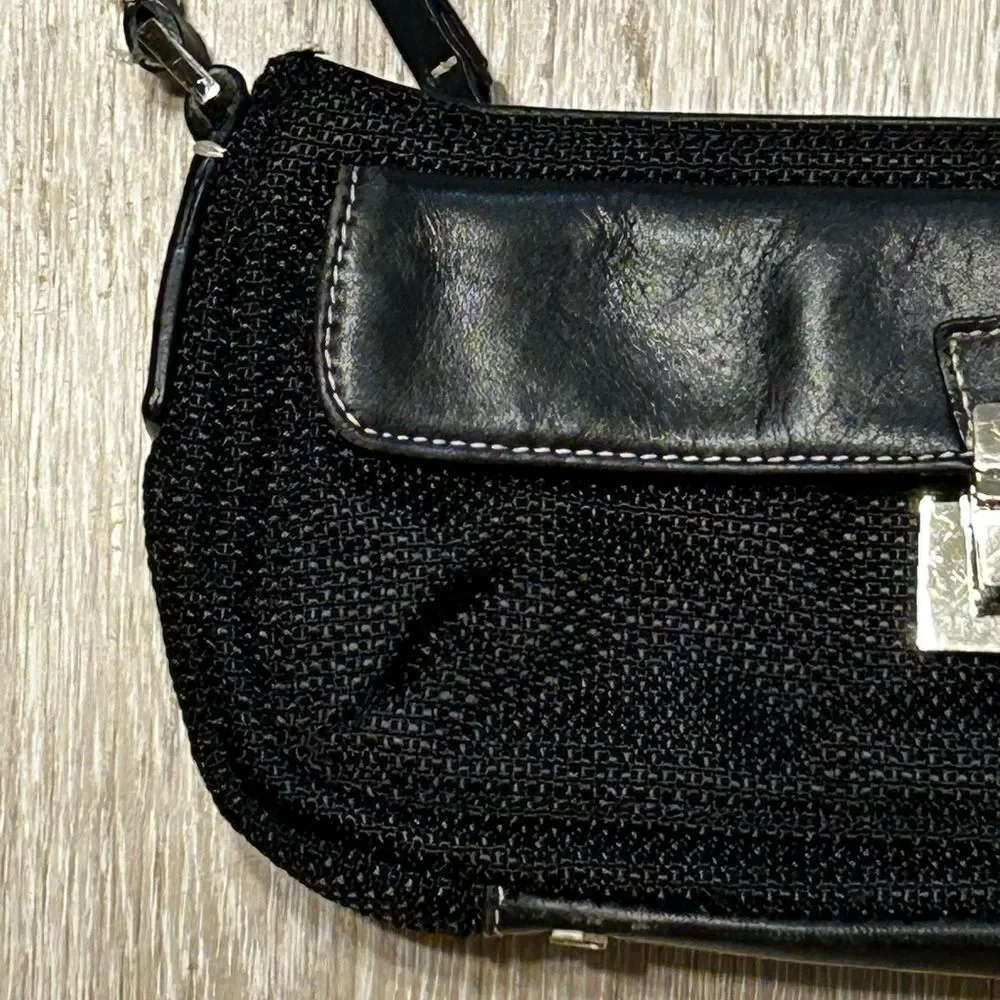 Antonio Melani Black Mini Shoulder Bag with Silver Accents